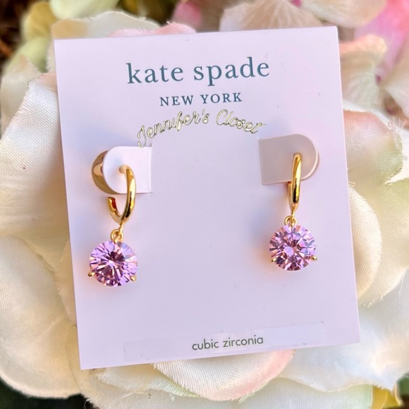 NWT♠️ Kate Spade Crystal Drop Huggie Earrings - Picture 3 of 6